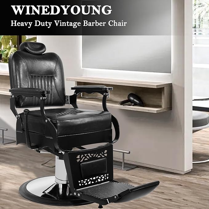 Vintage Barber Chair Heavy Duty Hydraulic Barber Chair Reclining Salon Chair for Hair Stylist Tattoo Chairs Stylist Chair Salon Equipment