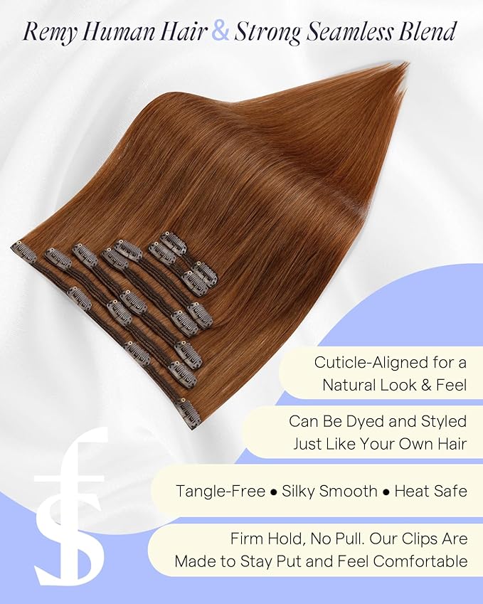 Full Shine Strawberry Blonde Hair Extensions Clip ins 16 Inch Strawberry Blonde Clip in Hair Extensions To Add Volume for Pool 135 G 7 Pcs