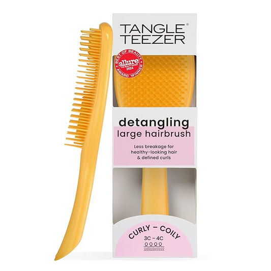 Tangle Teezer Ultimate Detangler Curly Hair Brush, Dry & Wet Hairbrush, Reduces Frizz & Breakage, for Curly to Coily, 3C to 4C Hair Types, Large, Yellow Daffodil