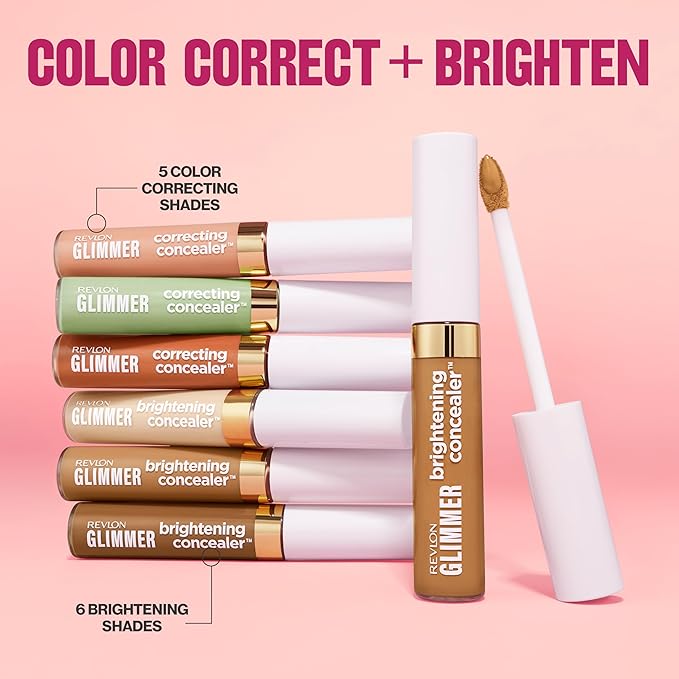 Revlon Glimmer Brightening Concealer, Liquid Under Eye Makeup, Made with Caffeine, Vitamin C, & Stevioside, 125, 0.3 fl oz
