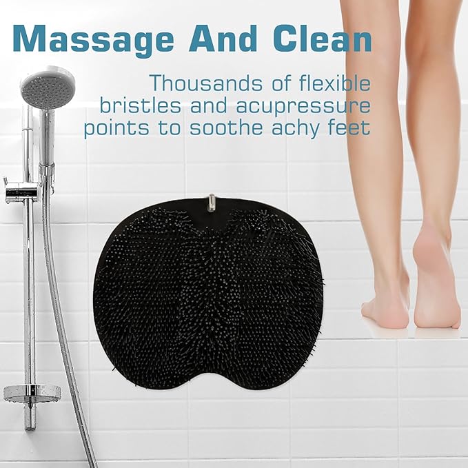 Shower foot scrubber mat back