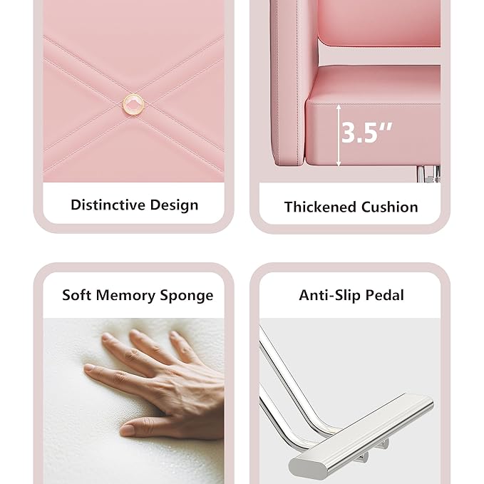 Barber Salon Chairs for Hair Stylist, Height Adjustable Hydraulic Salon Chair, 360 Degrees Rotation, Multi-Function Shampoo Chair for Home Barbershop, Pink