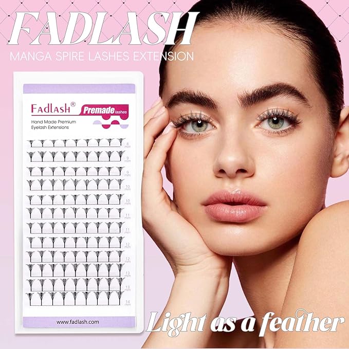 Premade Lash Fans Anime Lashes 0.07 D Curl Natural Manga Lashes Soft Black Eyelash Extensions for Professional Salon Use by FADLASH (0.07-D-8-14mm)