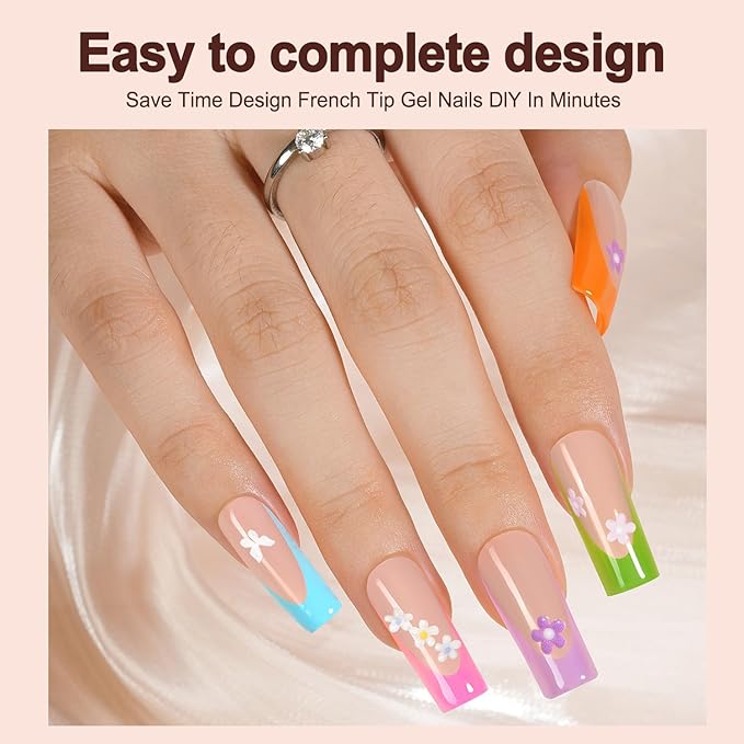 Vansiho French Gel Nail Tips, 150Pcs Long Square Gel Nail Tips, Pre-French Tips Press on Nails, Soak Off Acrylic Fake Nails for Nail Art DIY 15 Sizes