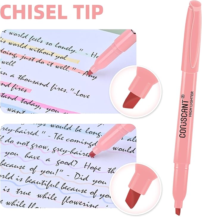 coruscant Pastel Highlighters Set, Assorted Colors Chisel Tip Cute Bible Highlighters, No Bleed Dry Quickly, for Journal Bible Study, Perfect for thin paper, School Office Supplies, 16 Pack