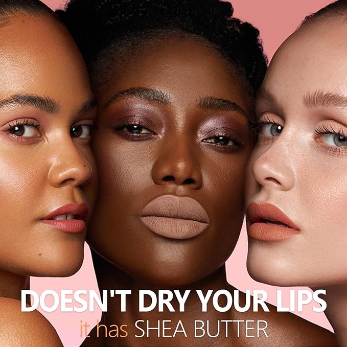 Nude Berry Pink Lipstick 3Pc Long Lasting Lipsticks for Women Pigmented Smudgeproof Transferproof Vegan Cruelty Free Lip Color, A61/66/44