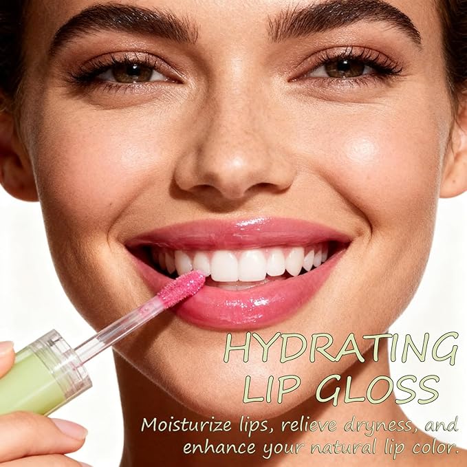 4 Pack Hydrating Glow Lip Oil Makeup Set for Women, Moisturizing Lip Gloss with Glow Finish, Long Lasting Nourishing Lip Care Fat Oil Lip Drip, Sweet Candy Scent (SET A, LIGHT)