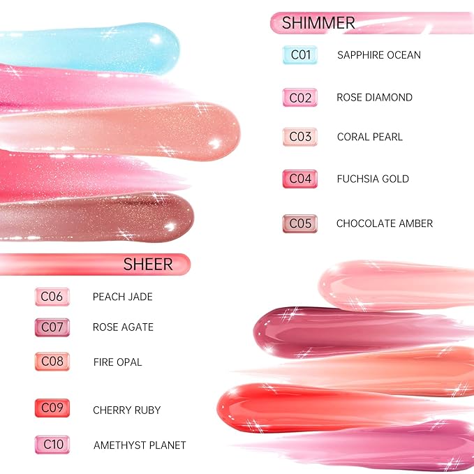 CATKIN Lip Plumper Gloss, Tinted Lip Serum with Hyaluronic Acid & Jojoba Oil, Non-sticky Volumizing Hydrating Formula for a High Shine Maximum 3D Look, Plump & Soft Lips 0.12 Fl Oz -C01 Sapphire Ocean