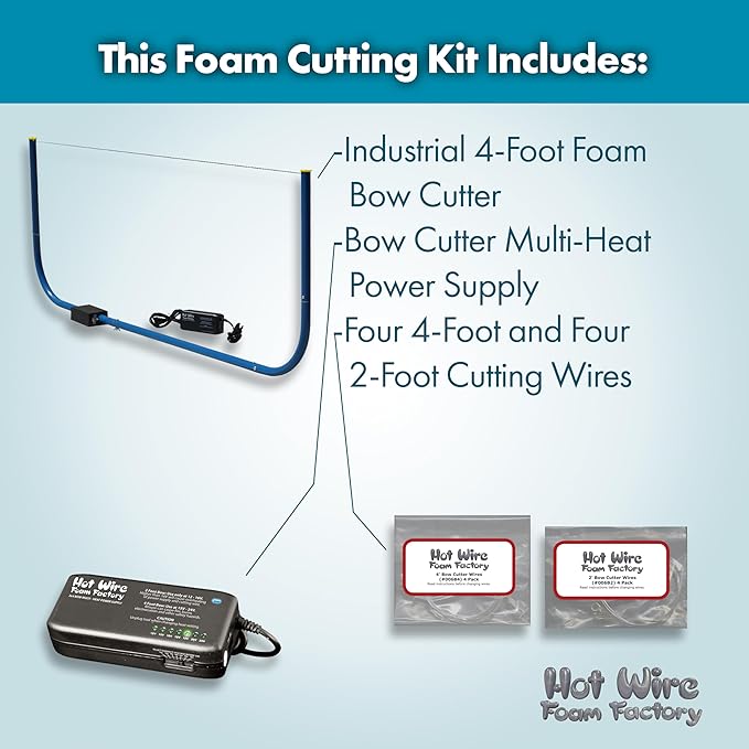 Hot Wire Foam Factory 4ft Heavy-Duty Compound Foam Bow Cutter Kit | Adjustable Heat Settings | For Styrofoam, Polystyrene, EPS, XPS, EIFS | Made in the USA