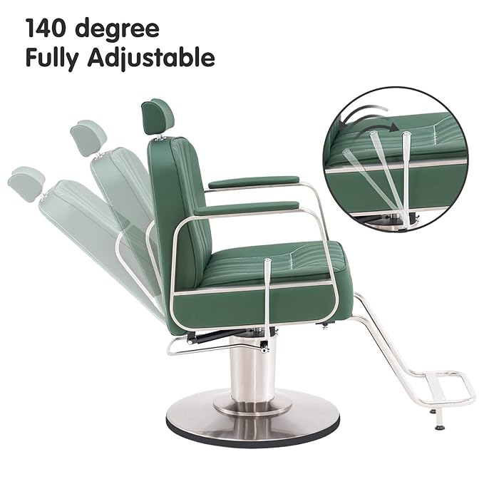 BarberPub Salon Chair for Hair Stylist, All Purpose Hydraulic Barber Styling Chair, Beauty Spa Equipment 8548 (Green)