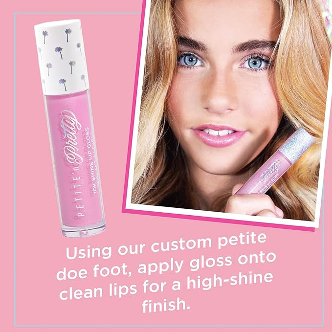 Petite 'N Pretty 10K Shine Lip Gloss Set for Kids, Teens & Tweens – Charmed Life, Pink Pact & Gia Pink – High-Shine, Non-Sticky, Safe Lip Gloss Trio Gift Paraben-Free Makeup Kit
