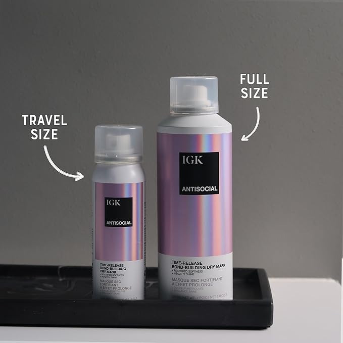 IGK Antisocial Dry Hair Mask – Leave-in Overnight Mask | Hair Bond-Building Treatment for Dry Hair | Overnight Hydration & Shine | Repairs, Softens & Perfect for Extensions | Full + Travel