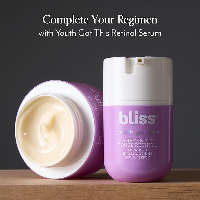 Bliss Youth Got This Retinol Moisturizer | Pure Retinol + PREVENT-4™ Complex for Fine Lines, Texture & Deep Hydration | Clean, Fragrance-Free, Vegan & Cruelty-Free | 50 mL