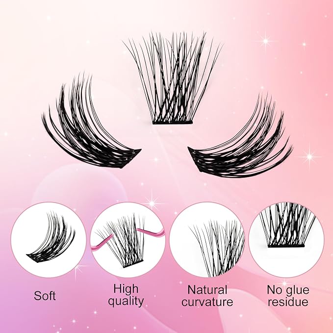 Lash Clusters DIY Eyelash Extensions 168 Clusters Lashes D Curl 0.07 Natural Individual Lash Extensions Mixed Tray False Eyelashes Soft & Strong Thin Band DIY at Home (F34-0.07D, 8-16mm)