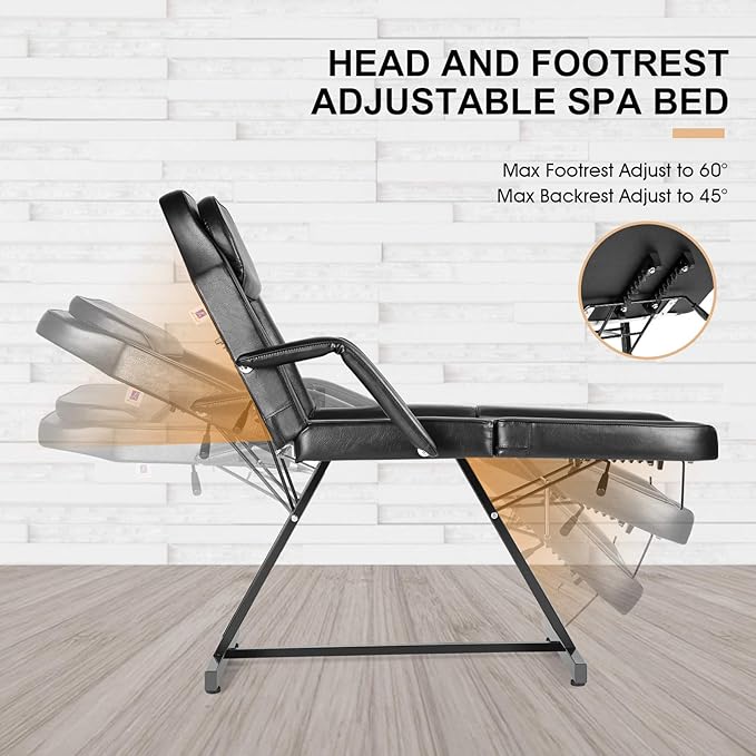 Artist hand Massage Table Adjustable Massage Bed with Barber Stool Spa Bed Salon Massage Equipment Barber Chair Salon Chair Black