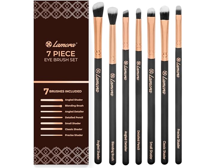 Eye Makeup Brushes Eyeshadow Brush Set - 7pcs Soft Synthetic Eyeshadow Blending Brush Kit - For Blending Eyeshadow, Eyeliner, Crease, Eyebrow - Long Lasting, Apply Better, Flawless Look Makeup