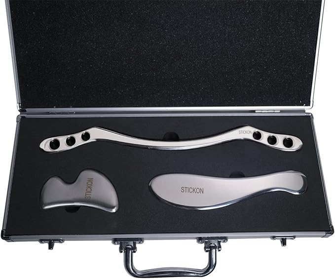 STICKON Stainless Steel Gua Sha Scraping Massage Tool Set IASTM Tools Great Soft Tissue Mobilization Tool (STICKON-25)