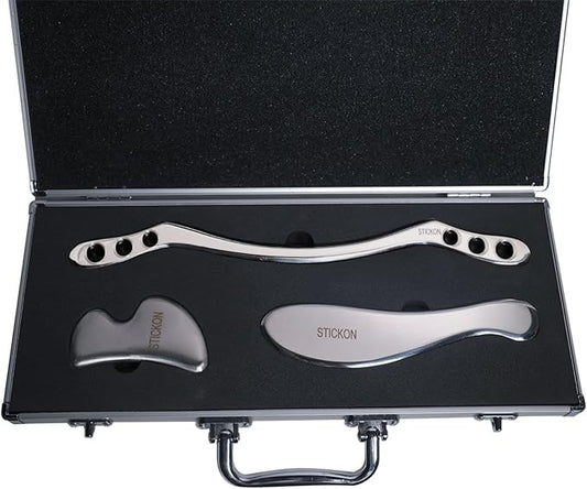 STICKON Stainless Steel Gua Sha Scraping Massage Tool Set IASTM Tools Great Soft Tissue Mobilization Tool (STICKON-25)