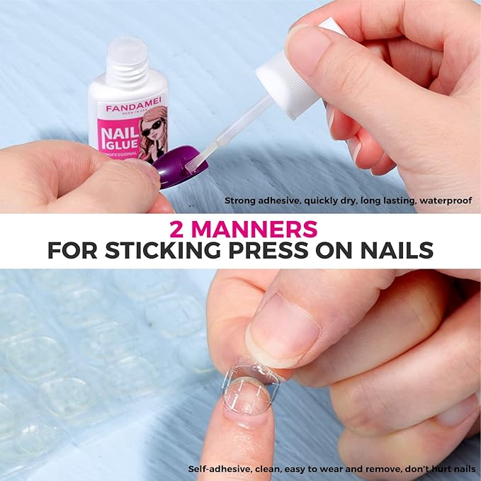 FANDAMEI Matte Press on Nails Medium Length, 24 Packs 576PCS Medium Coffin Fake Nails Full Cover, Acrylic Short Ballerina False Nail tips with Nail Glue, Nail Adhesive Tabs, Nail File for Nail Art DIY