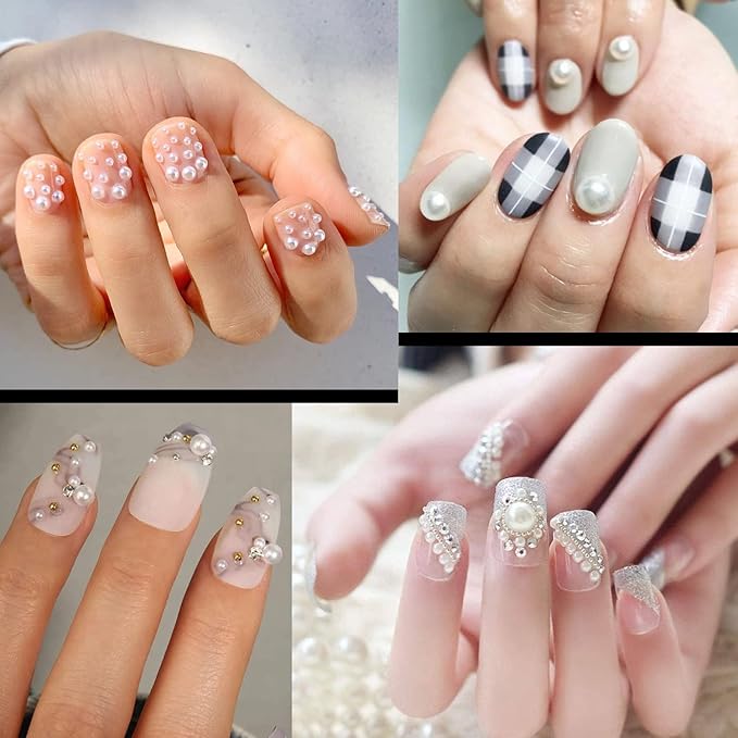 Flat Back Rhinestone+Half Round Pearl Kits Colorful Rhinestones+White Pearls with Picker Pencil and Tweezer for Home DIY and Professional Use