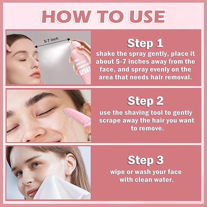 Hair Identifier Spray for Face Shaving Powder for Women Skin Body Hair IdentifyingSpray for Dermaplaning Glow Reveal Face Moisturizing Skin Care Dermaplaner Spray