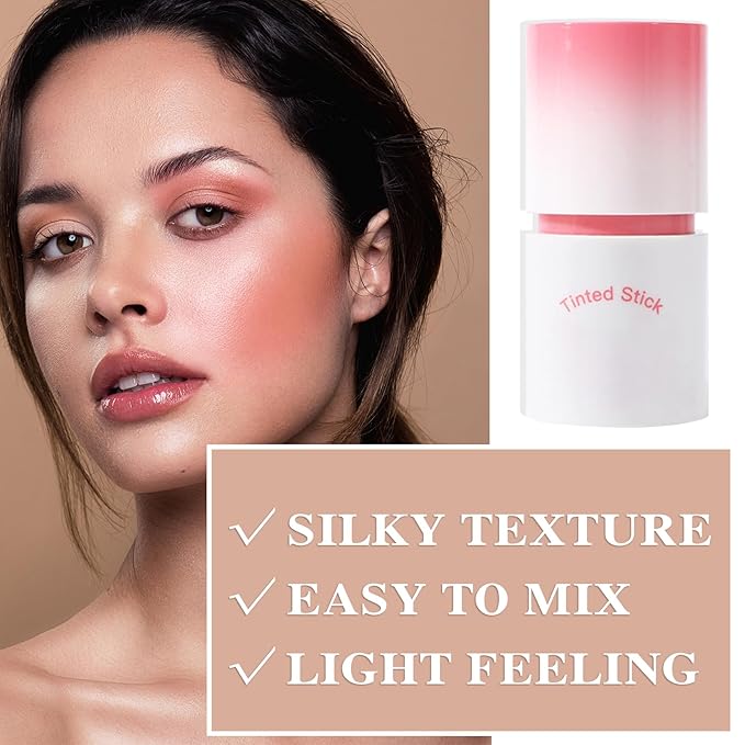 Cream Blush Stick with Brush and Makeup Sponge,Waterproof Multi Cream Makeup Stick,Lightweight,Long-lasting,2 in 1 Multi Blush for Cheeks & Lip Tint & Eyeshadow N