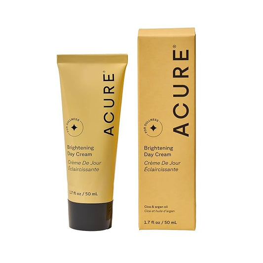 Acure Brightening Day Cream - Radiant Skin Day Cream with Cica & Argan Oil - Moisturizes, Evens Tone - 100% Vegan Formula - All Skin Types - Soothing & Nourishing Ingredients - 1.7 Fl Oz
