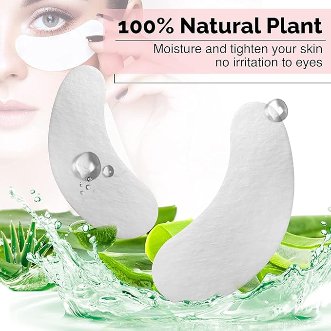 100 Pairs GreenLife Natural Hydrogel Eye Gel Pads - Collagen and Aloe Vera Patches for Under Eyes - Eyelash Extension Kit