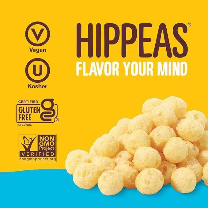 Hippeas Cheezy Cheddar Pops, 4 Ounce (Pack of 6), 3g Protein, 2g Fiber, Vegan, Gluten-Free, Crunchy, Plant Protein Snacks