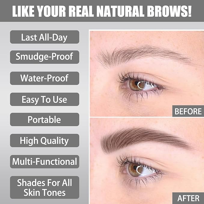 Liquid Microblading Eyebrow Pencil – Waterproof Long-Lasting Brow Pen for Natural Hair-Like Strokes, Easy to Use, Smudge-Proof Eyebrow for All Day Wear (02 Yellowish Brown)
