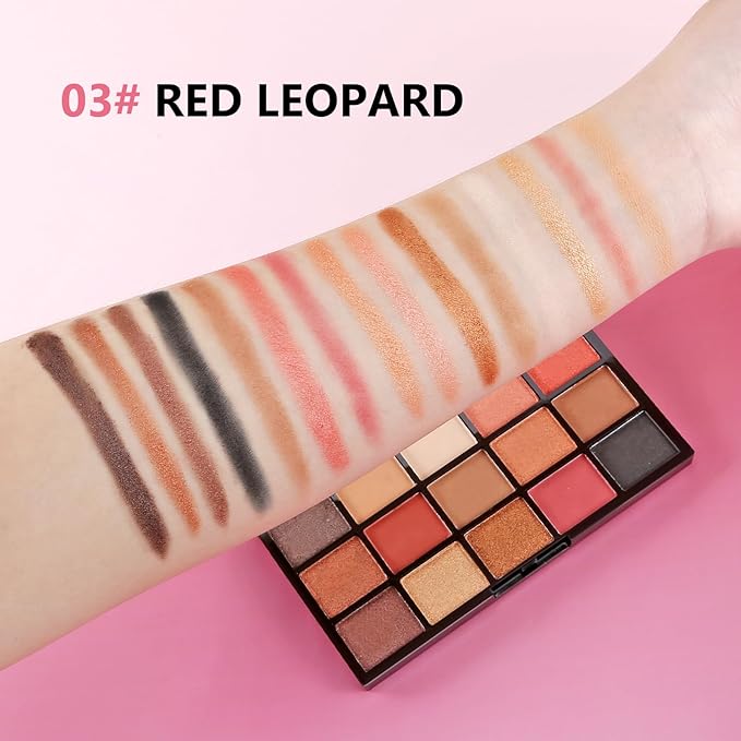 Boobeen 15 Colors Eyeshadow Palette, Highly Pigmented Matte and Shimmer Eye Shadow (with smudger), Soft Powder Eye Makeup Palette for Women and Girls, Create Flawless Glam Eye Looks