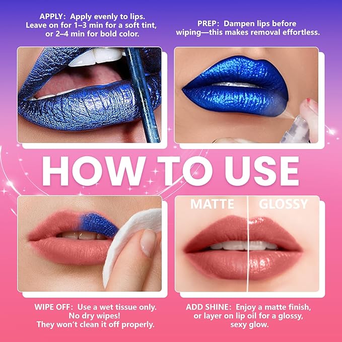 Jolilab Lip Stain Masque,Wipe Off Lip Tint,Waterproof,Transfer proof,Highly Pigmented,Ultra Long Lasting Lip Stain Peel off Makeup With Matte finish for All-day Wear.(#05+#06)