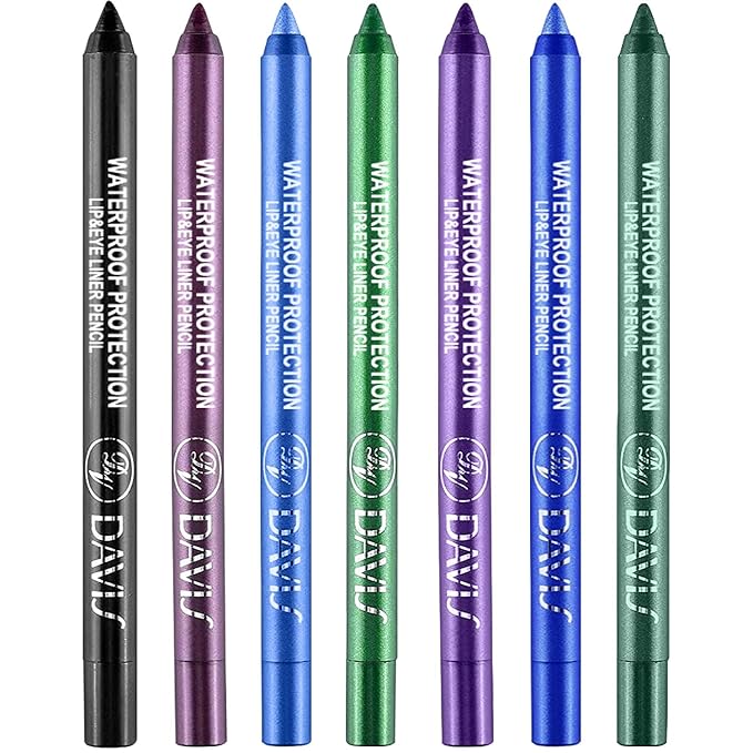 7 Colorful Eyeliner Pen Set, Eye Shadow Pencil, Pearl Eyeliner Kit Metallic Glitter Colored Eye liner for Women Eye&Lip Liner Professional Waterproof Eye Makeup (7PCS D)