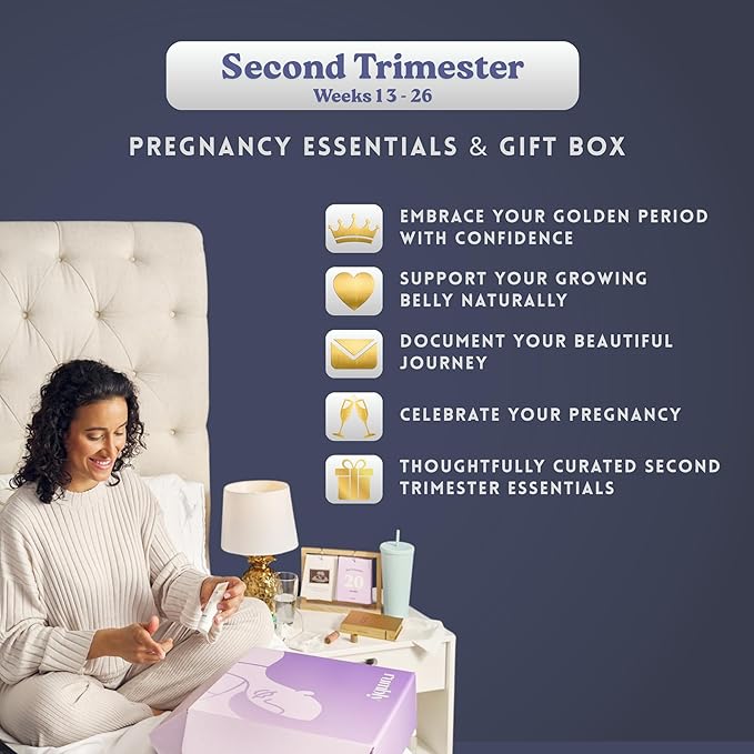 2nd Trimester Mom-to-Be Essentials Box - Gift for Expecting Moms - Care Package with Essential New Mommy Items & Pregnancy Must-Haves