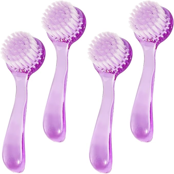 4 Pack Facial Cleansing Brush, Beomeen Face Scrubber Exfoliating Brush Face Wash Scrub Exfoliator for Skin Care, Makeup Removal,Purple