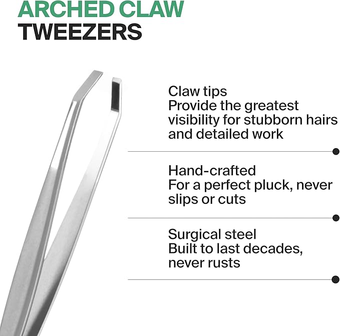 GERMANIKURE Arched Claw Tweezers in Leather Case - Made in Solingen Germany