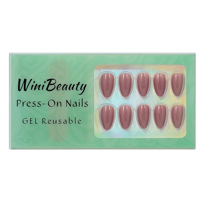 Mauve Press On Nails - Pink Milk Short Fake Nails, Almond Press On Nails Reusable Stick On Nails in 16 Sizes, 32pcs False Nail Kit for Women & Girls