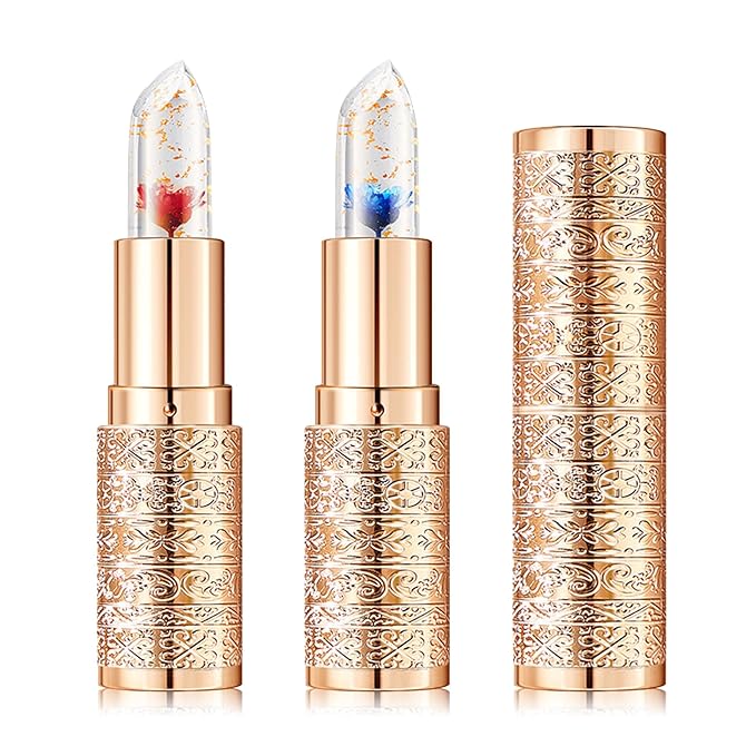2 Pcs Temperature Color Change Lipstick,Long Lasting Nourishing Moisturizing Lipgloss,Magic Temperature Color Changing Lipstick,Lip Gloss,Waterproof Matte Lip Balm Makeup AB007
