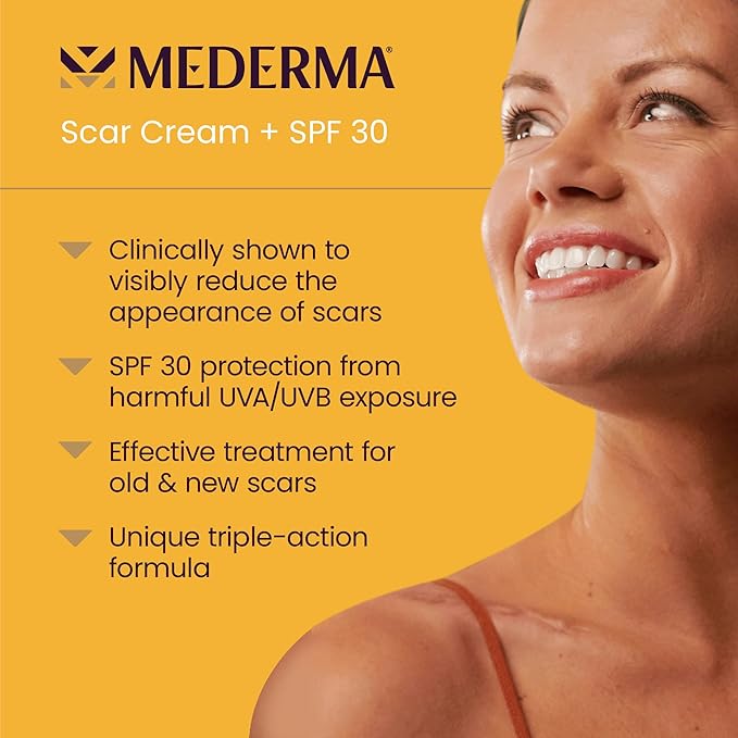Mederma Scar Cream Plus SPF 30 - Advanced Scar Treatment, Protects from Sun Damage, Reduces Appearance of Scars from Acne, Burns, Surgery & Injury, 0.7 oz
