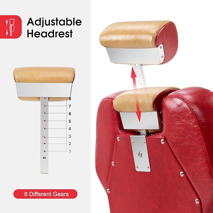 BarberPub Heavy Duty Reclining Barber Chair, All Purpose Hydraulic Salon Chairs for Hair Stylist, Barbershop Salon Tattoo 2688(Yellow&Red)