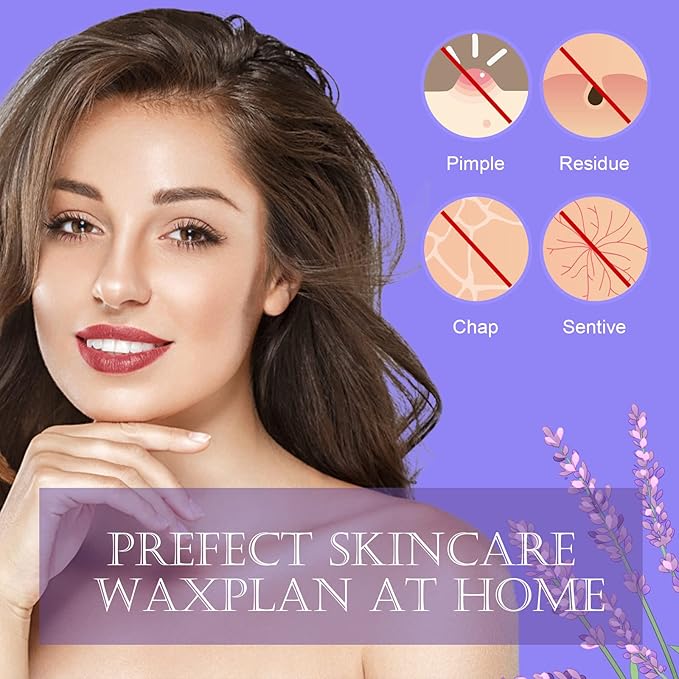 PURPLESKY Wax Beads, 3.3LB Painless Coarse Hard Wax Beads Bulk for Hair Removal, Stripless Long-lasting Waxing Beads for Brazilian Bikini, Leg, Chest, Back, Lavender Scent