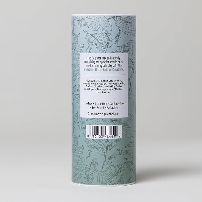 Fragrance Free Body Powder for Women and Men, Unscented Talc Free Talcum Powder, Cornstarch Free Dusting, After Waxing, Natural Sugaring, Foot Powder, Dry Shampoo