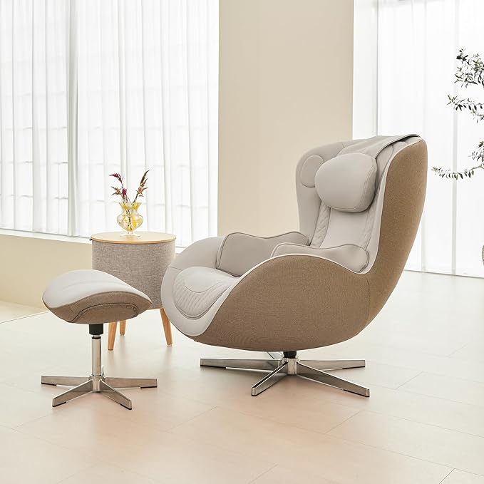 Nouhaus NOU Campo Heated Massage Chair,Full Body Massaging Zero-Gravity Leisure Recliner with Low-Noise 3D Massage and Dual Sound Systems Modern Massage Chairs (Elder White)