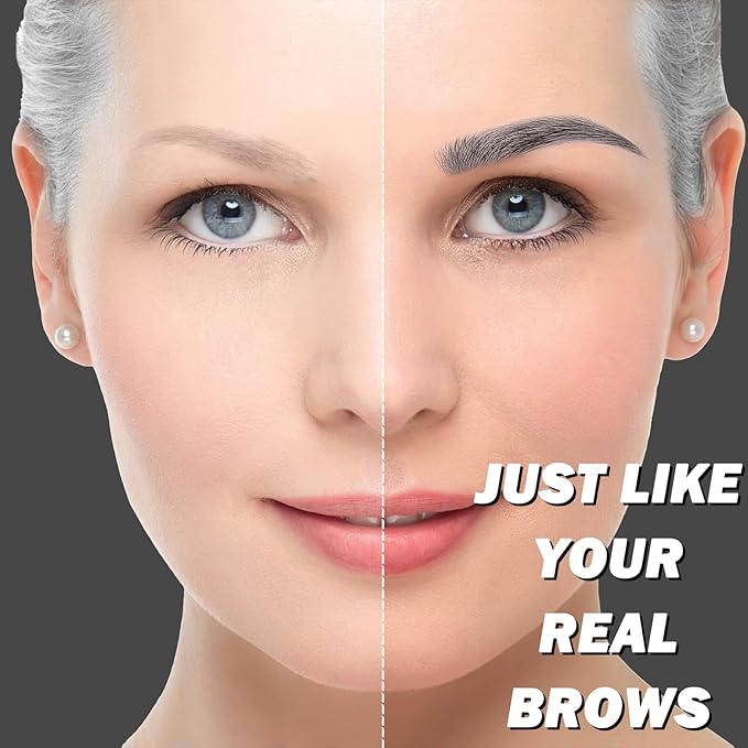 Microblading Eyebrow Pen, Waterproof Gray Eyebrow Pencils for Older Women Soft Hair Like Natural Liquid Eye brow Pen, Four Forks Tip Preciese Brow Contouring Filler Pencil that Looks Like Hair, Grey