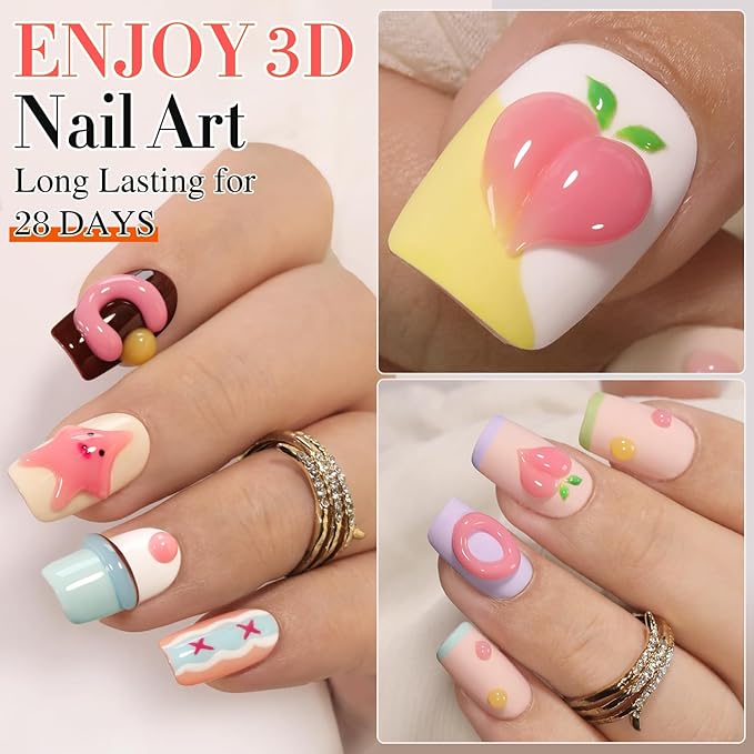 Double Rhythm 0.5 Oz 3D Nail Gel Nail Art Sculpting Gel No Wipe Gel Polish for Nail Designs DIY Nail Art for Drawing, Molding, Sculpture and Decoration (3D Sculpting Gel Pink)