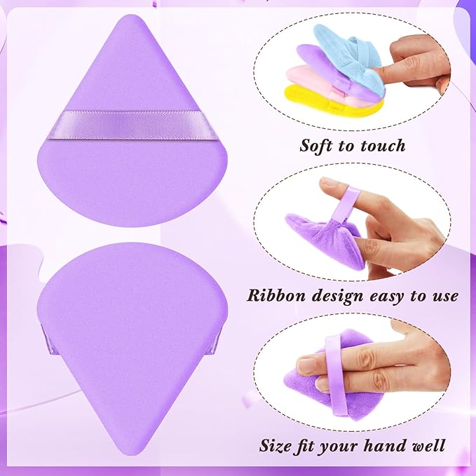 Skylety 120 Pieces Powder Puff Soft Triangle Makeup Puff Sponge Beauty Puff for Loose Powder Cosmetic Foundation Blender Dry Contouring Tools Women Thanksgiving Christmas Gift, 5 Colors (Bright Color)