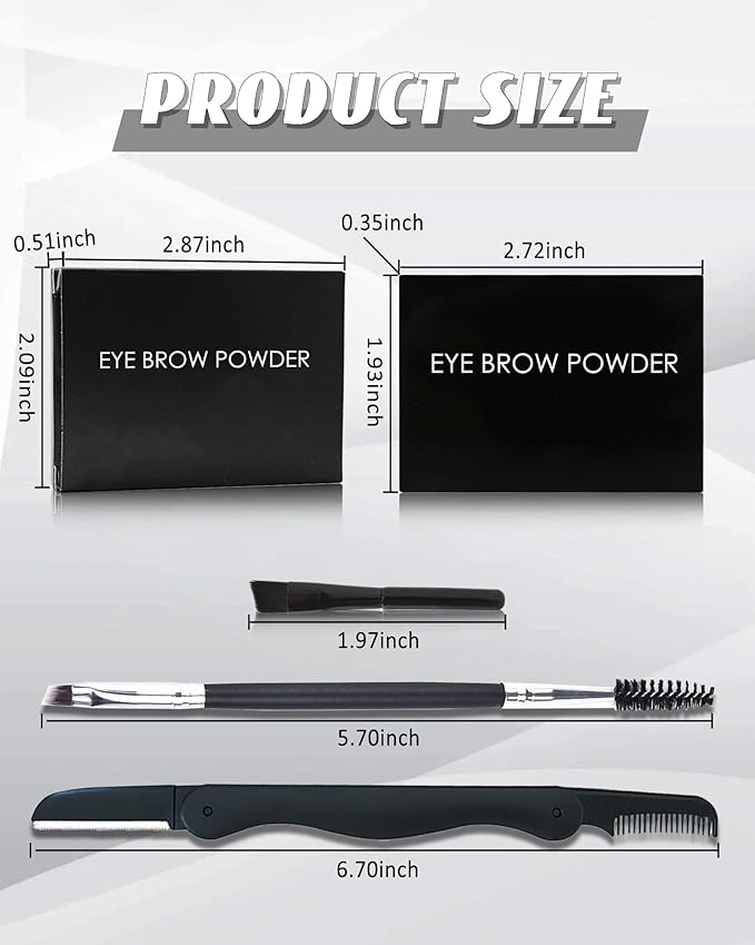Eyebrow Powder Kit,3 Color Auburn Brown Black Gray Eye Brow Powder Palette with Razor Brush, Long Lasting Waterproof Brow Filler Fill & Sculpt Full Eyebrows, Thanksgiving Makeup Gift Set for Women-03