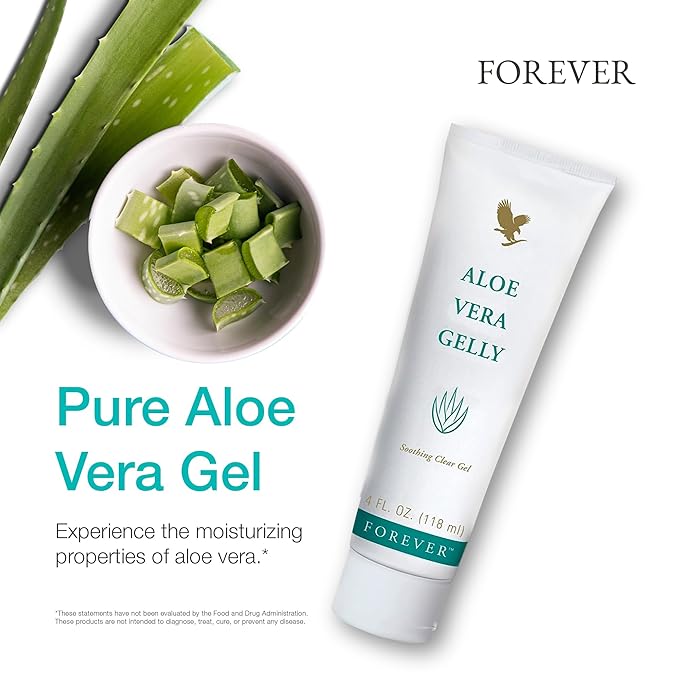 Forever Living Aloe Vera Gelly - Pure Aloe Gel - Soothing and Moisturizing Skin - Non-Staining & Fast-Absorbing - Vegan & Gluten-Free - 4 fl oz