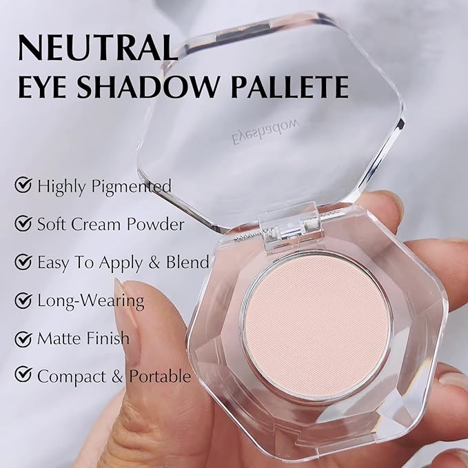 Beige Matte Eyeshadow, Single Neutral Beige Nude Eyeshadow Palette Matte Highlighter Makeup Pressed Powder Eye Shadow Compact Eye Primer Eyeshadow Base for Women, #30