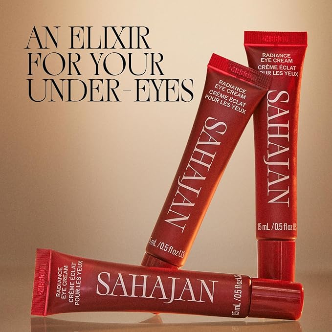 Sahajan Radiance Eye Cream with Niacinamide, Vitamin C + Adaptogens | Ayurvedic Clean Brightening Daily Eye Cream | All Skin Types | Best For Dark Circles, Firming, De-Puff, Soften, Smooth | 0.5 fl oz